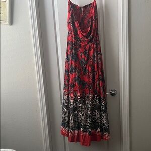 Free People Red Floral & Black Maxi Dress